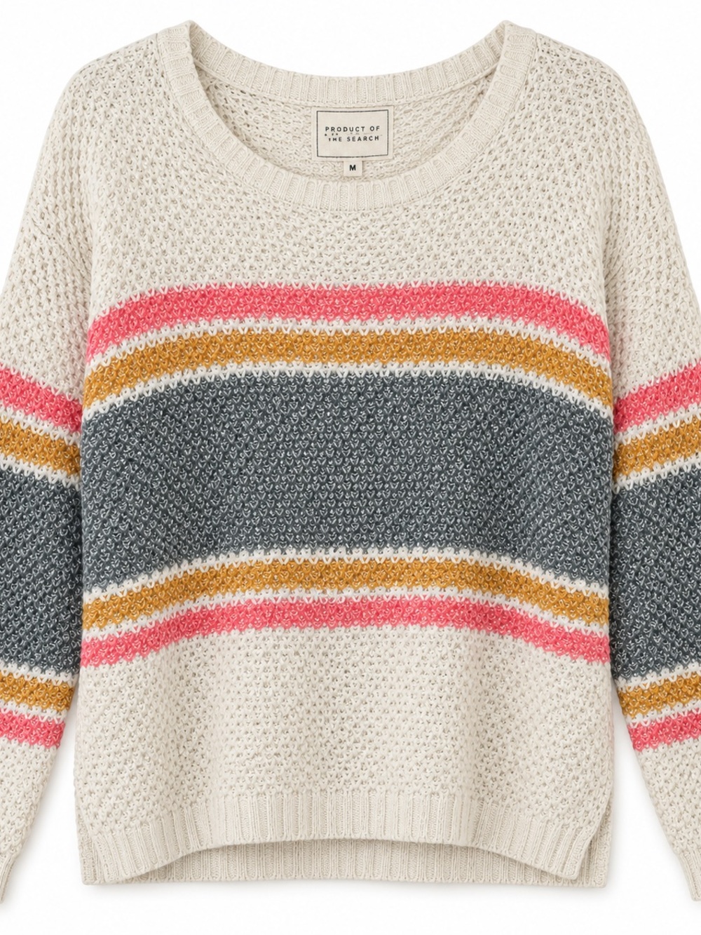 Striped Waffle Knit Rip Curl Sweater, Size M